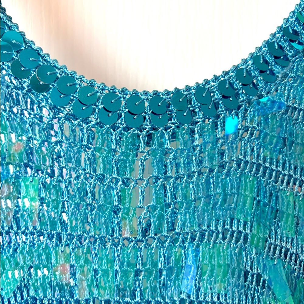 Turquoise Shimmer Festive Party Tank 🪩🩵 - Picture 5 of 10